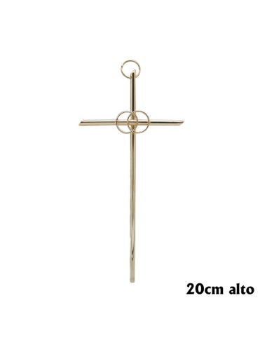 Cruz Metal Con Anillos Dorada 20cm