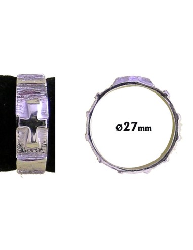 Rosario Anillo Plata Ancho Con Cruz...