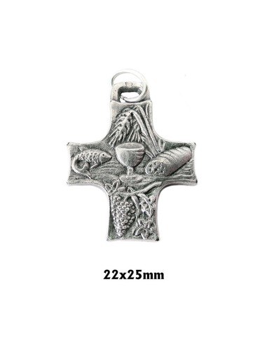 Cruz Metal Eucaristia Niquel 25x22mm