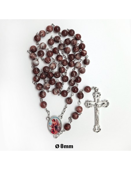 Rosario plastico Liso 8Mm marron tipo marmol con vetas blancas
