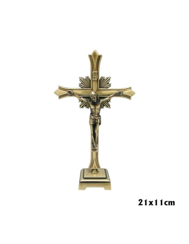 Cruz Metal Estrella Cuero Con Base 21cm