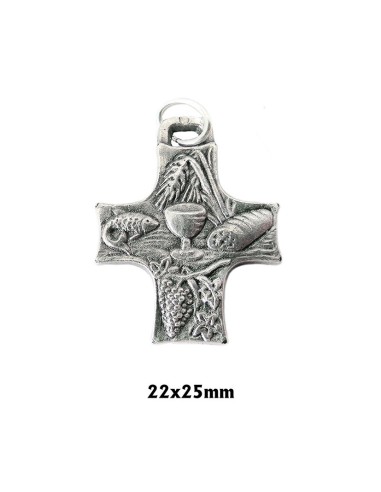 Cruz Metal Eucaristia Niquel 25x22mm