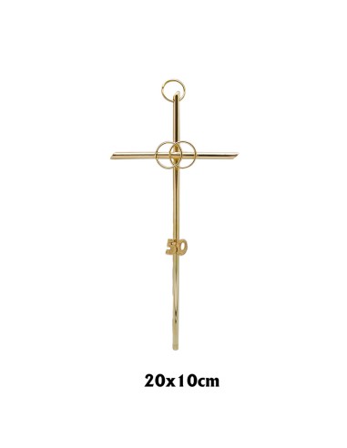 Cruz Metal Dorada Con Anillos 50 Azzzzzos 20cm