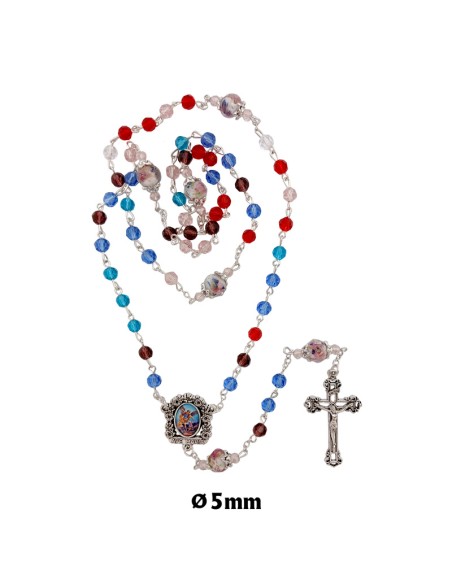 Rosario Cristal Tallado 6mm Multicolor Pater 10mm Con Rosa Interna