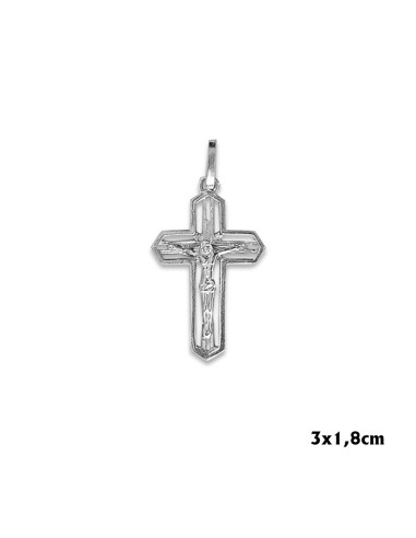 Cruz Plata Con Cruz Interna Y Cristo 30x18mm