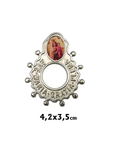 Rosario Dedo Metal Con Foto Oval Ave...