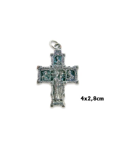 Cruz Plata Retablo Gotico Cristo En Cruz Y Virgen Con Nizzzzzo