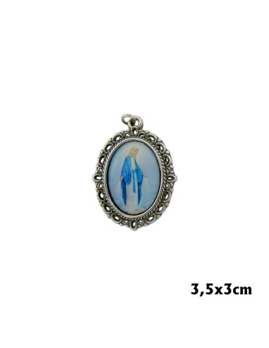 Medalla Camafeo Oval Con Reborde Plateada Oxido