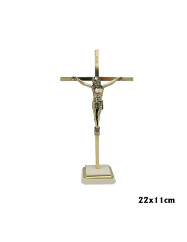 Crucifijo Metal Base 22x11cm Dorado N253