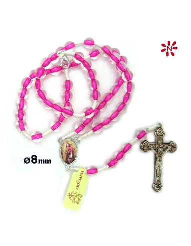 Rosario Cristal Liso 8mm Rosa Color...