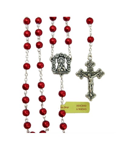 Rosario Cristal Liso 7mm Rojo Intenso