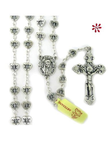 Rosario Metal Corazones Calados 6Mm