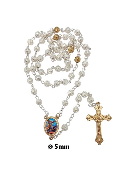 Rosario Metal Santa Luisa Rosas Cruces Caja