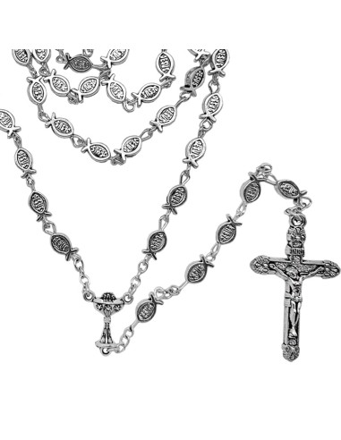 Rosario Metal Peces Jesús 8X5mm