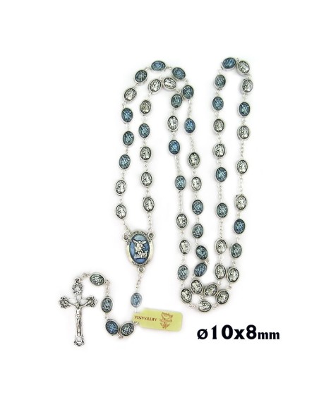Rosario Metal San Miguel Con Esmalte Oval 10X8mm