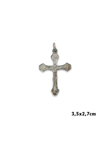 Cruz Plata Picos Anchos Con Cristo 35x27mm