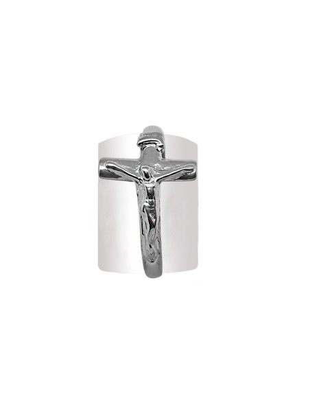 Rosario Anillo Plata Liso Con Cruz Grande 21Mm