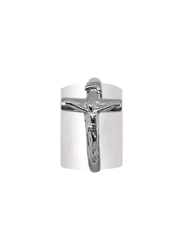 Anillo Plata Liso Con Cruz Grande 23Mm