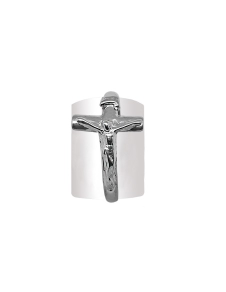Anillo Plata Liso Con Cruz Grande 23Mm