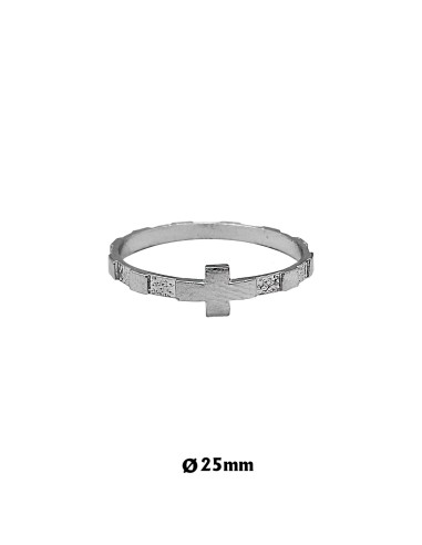 Anillo Plata Liso Con Cruz Grande 25Mm