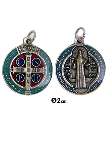 Medalla Metal San Benito 20mm Con Esmalte Colores