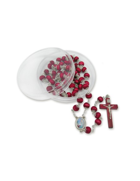 Rosario Petalo Rosa 8Mm Perfumado Imitacion Con Copeta En Caja