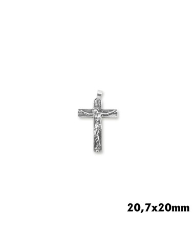 Cruz Con Cristo Plata 27x22mm