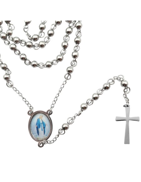 Rosario Acero 4Mm Personalizable Con Cruz