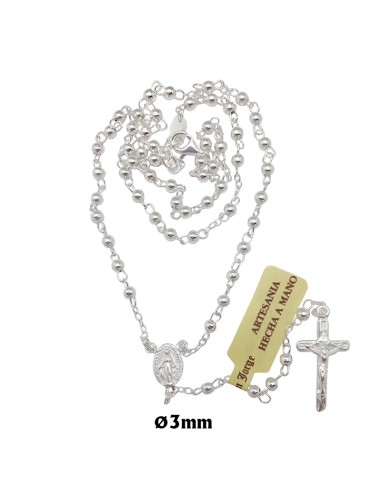 Rosario Plata Mini 3Mm Con Mosqueton