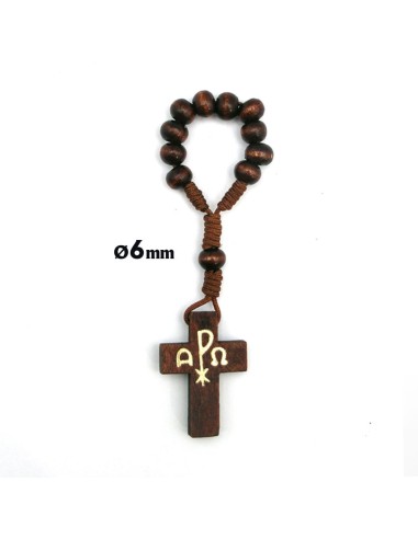 Decena Madera Y Cuerda Cruz Con Pax...