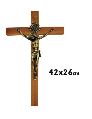 Crucifijo Madera 42x26cm Cristo Metal