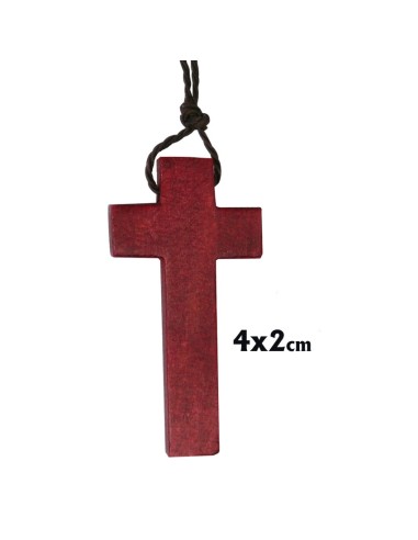 Cruz Madera Ancha Plana Grande 42x21mm L2 Color Rojizo