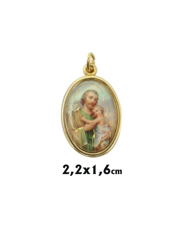 Medalla Metal Dorada Oval Foto Brillo Corazon De Jesus 22x16mm