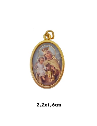 Medalla Metal Dorada Oval Foto Brillo Cristo Misericordioso 22x16mm