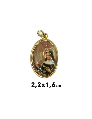 Medalla Metal Dorada Oval Foto Brillo San Antonio 22x16mm