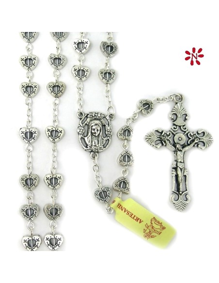 Rosario Metal Corazones Calados 6Mm