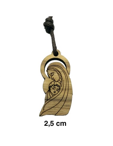 Colgante Madera Virgen Con Nizzzzzo 2. 5cm Estilizada