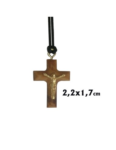 Cruz Madera Olivo 22x17mm Con Cristo Con Lados Redondeados