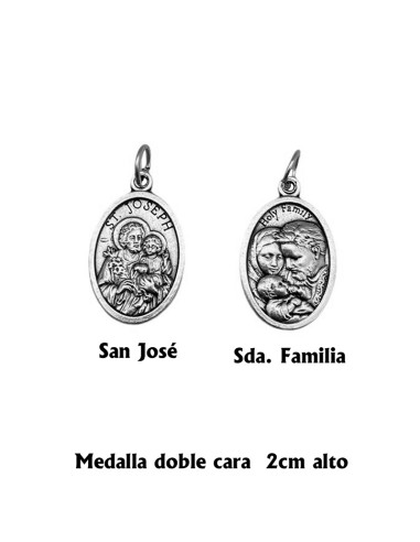 Medalla Metal Ovalada San Jose Y Sagrada Familia 22mm