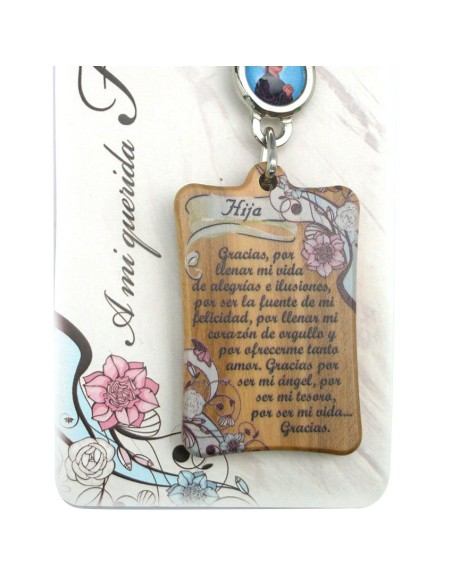 Llavero Madera Olivo Con Texto Para Hija Con Foto Para Personalizar En Blister