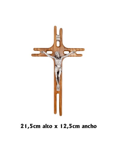 Crucifijo Madera Olivo Con Hueco En Puntas E Interior Cristo Pegado 20x10cm