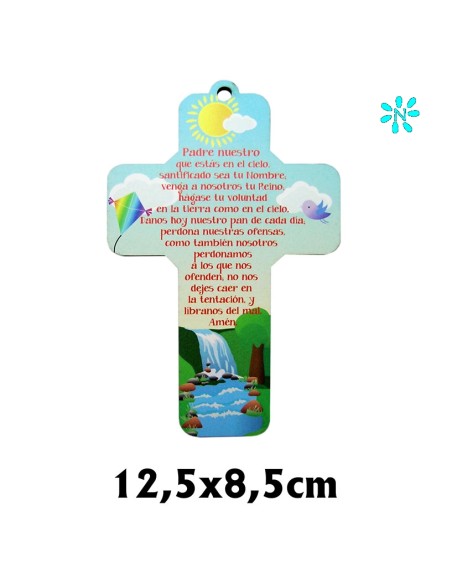 Cruz Infantil A Color Madera 12.5x8.5cm Padre Nuestro