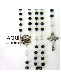 Rosario Cristal Negro Oval...