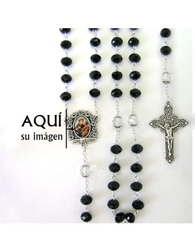 Rosario Cristal Negro Oval 8x6mm...