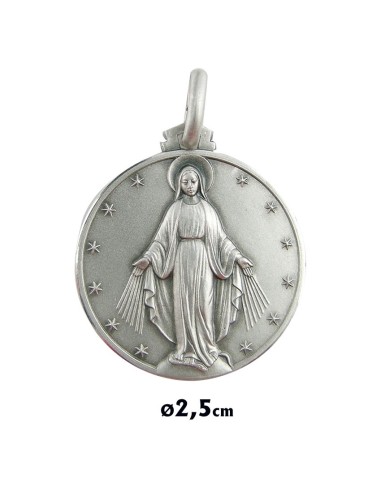 Medalla Plata 25mm Virgen Milagrosa