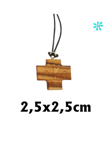 Cruz Madera 2.5x2.5cm Grabado Alfa Y...