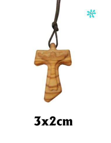 Tau Madera 3.5x2cm Con Jesús Grabado