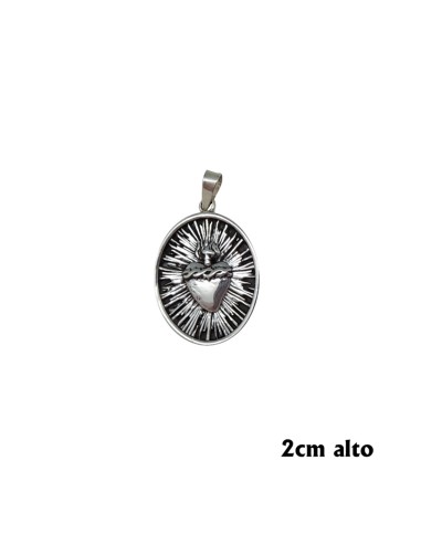 Medalla Plata Oval Corazon De Jesus 22mm