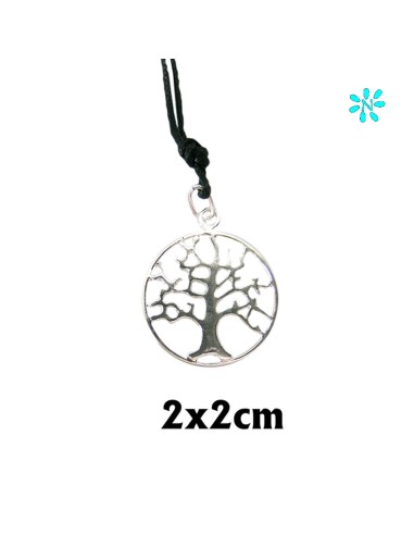 Medalla Plata Arbol De La Vida 22mm Redonda Con Cordon Y Caja