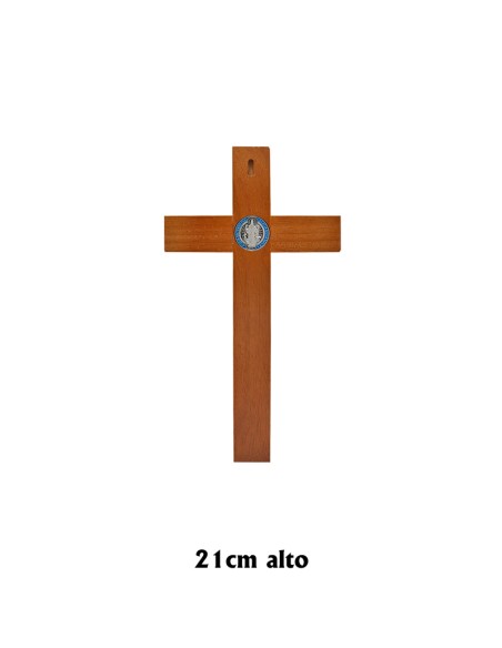 Crucifijo Madera San Benito 21X11. 5Cm Medallas Esmaltadas Ancho 3Cm Espeso 2Cm